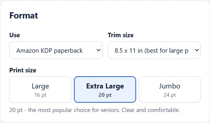 Format settings
