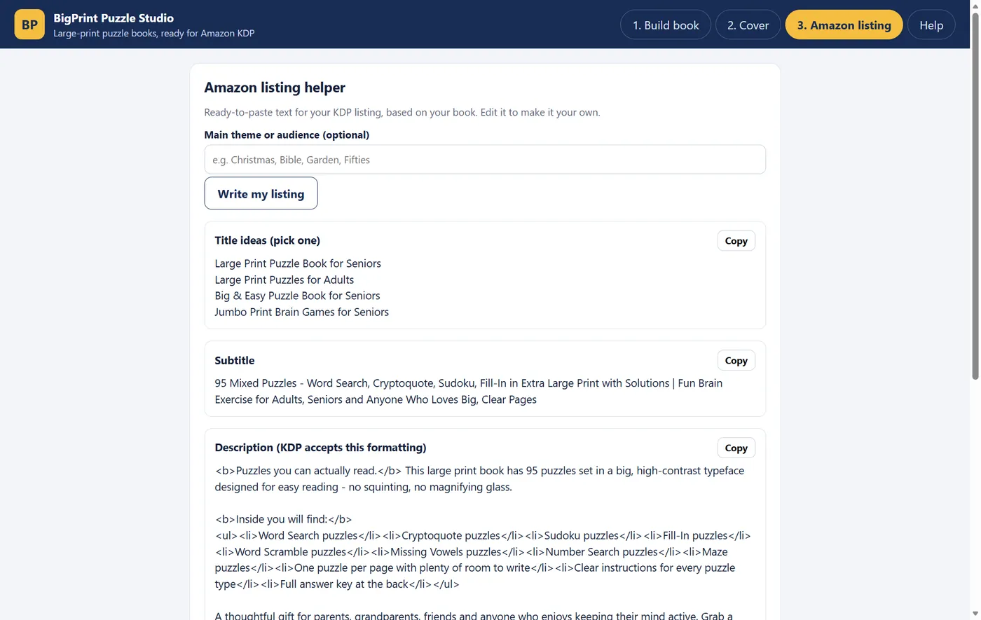 The Amazon listing helper