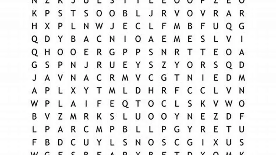 printed large-print word search with answer key page