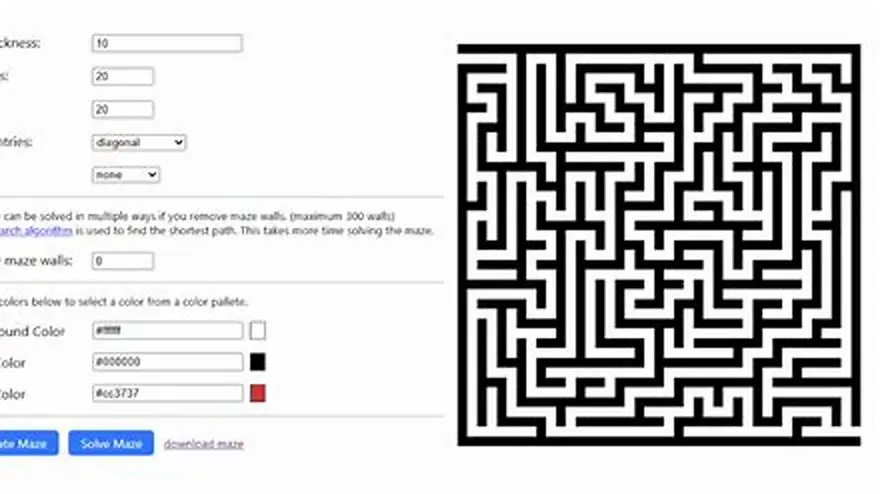 Large-print maze puzzle page with grid and solution key