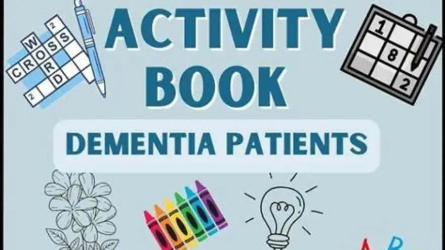 Large-print dementia activity book and printed puzzle sheets