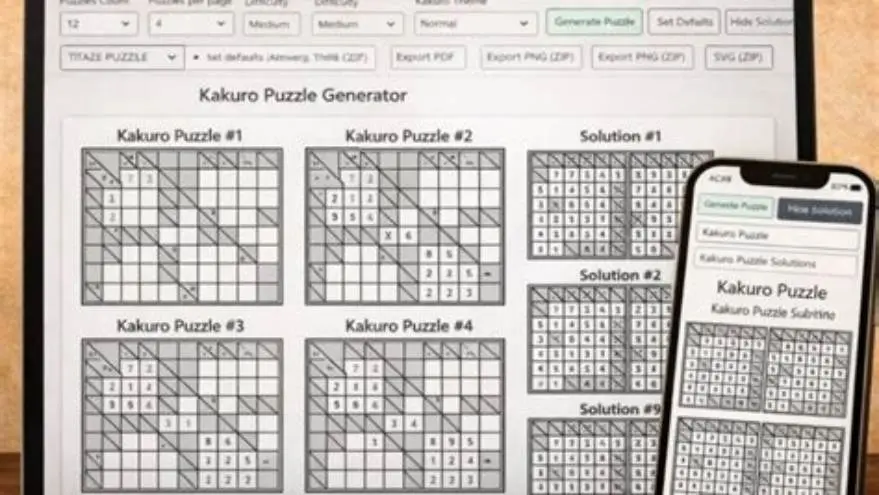 Person creating large-print puzzle book on laptop screen