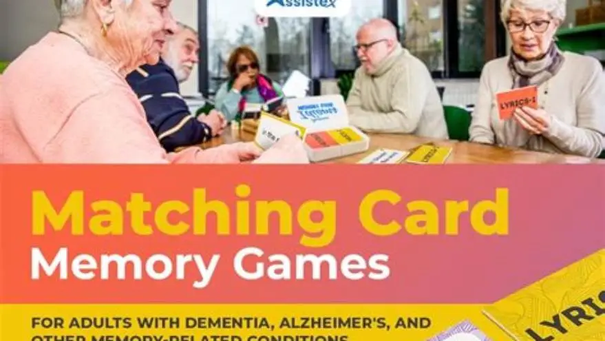 senior playing picture matching game with caregiver