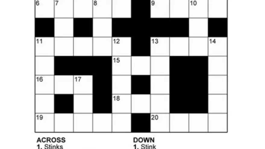 Large-print crossword puzzle printed on white paper with bold grid lines