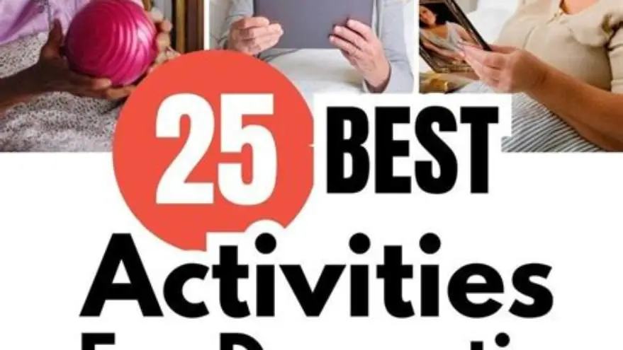 Caregiver helping bed bound dementia patient with large-print activity