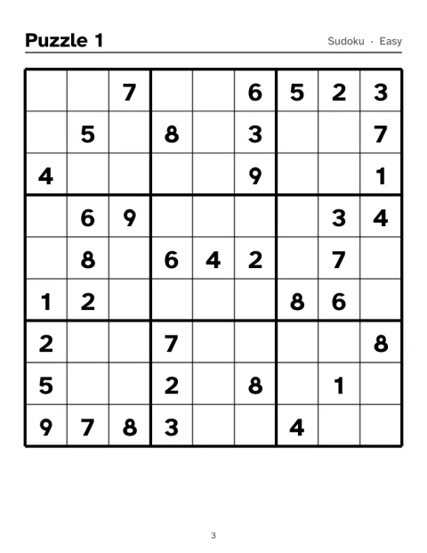 Preview of Easy Large Print Sudoku