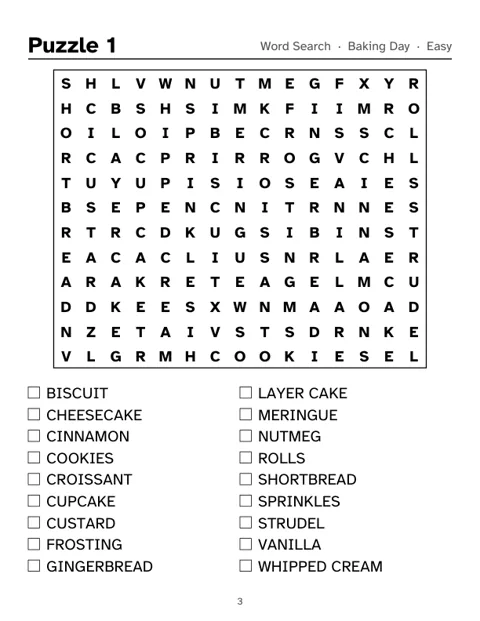 Preview of Kitchen and Baking Word Search