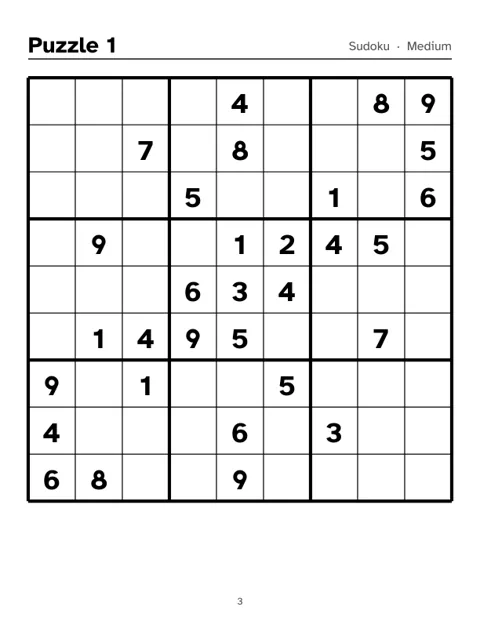 Preview of Medium Large Print Sudoku