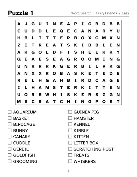 Preview of Dogs and Cats Word Search