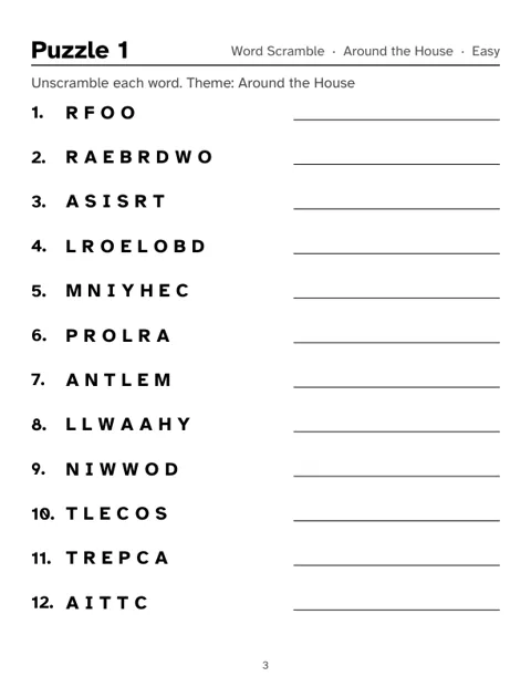 Preview of Word Scramble and Missing Vowels